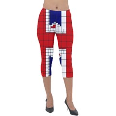 Union Jack Flag Uk Patriotic Lightweight Velour Capri Leggings 