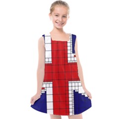 Union Jack Flag Uk Patriotic Kids  Cross Back Dress