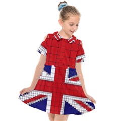 Union Jack Flag Uk Patriotic Kids  Short Sleeve Shirt Dress