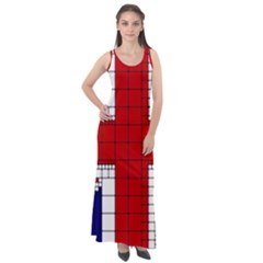 Union Jack Flag Uk Patriotic Sleeveless Velour Maxi Dress