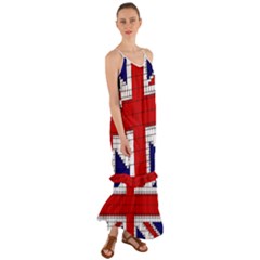 Union Jack Flag Uk Patriotic Cami Maxi Ruffle Chiffon Dress