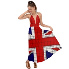 Union Jack Flag Uk Patriotic Backless Maxi Beach Dress