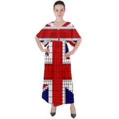 Union Jack Flag Uk Patriotic V-Neck Boho Style Maxi Dress