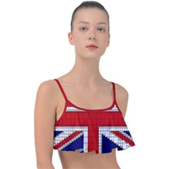 Union Jack Flag Uk Patriotic Frill Bikini Top