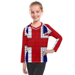 Union Jack Flag Uk Patriotic Kids  Long Mesh Tee