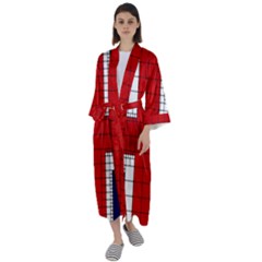 Union Jack Flag Uk Patriotic Maxi Satin Kimono