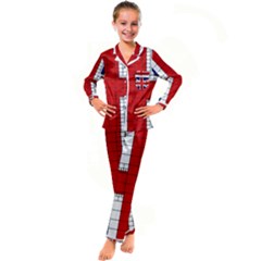 Union Jack Flag Uk Patriotic Kid s Satin Long Sleeve Pajamas Set