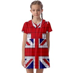 Union Jack Flag Uk Patriotic Kids  Asymmetric Collar Dress