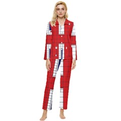 Union Jack Flag Uk Patriotic Womens  Long Sleeve Velvet Pocket Pajamas Set