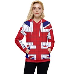 Union Jack Flag Uk Patriotic Women s Lightweight Drawstring Hoodie