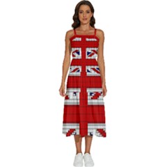 Union Jack Flag Uk Patriotic Sleeveless Shoulder Straps Boho Dress