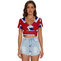 Union Jack Flag Uk Patriotic V-Neck Crop Top