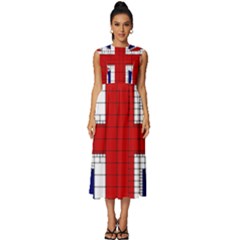 Union Jack Flag Uk Patriotic Sleeveless Round Neck Midi Dress