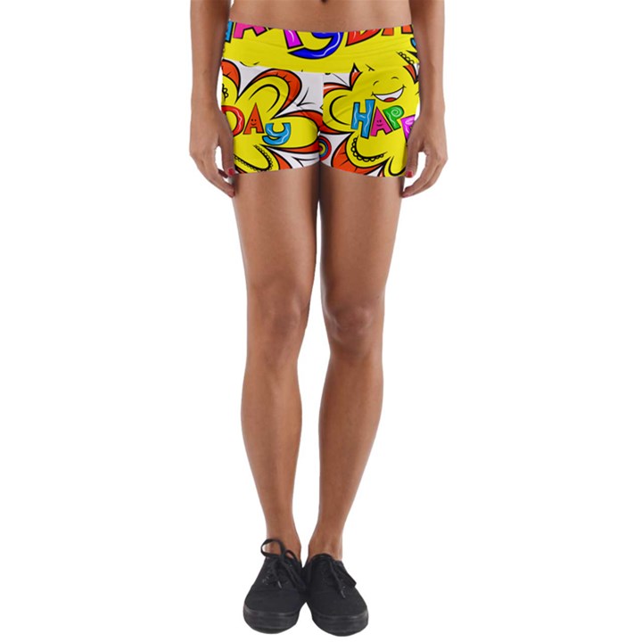 Happy Happiness Child Smile Joy Yoga Shorts