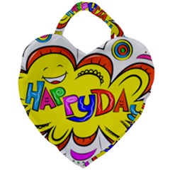 Happy Happiness Child Smile Joy Giant Heart Shaped Tote