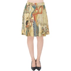 Egyptian Man Sun God Ra Amun Velvet High Waist Skirt by Celenk