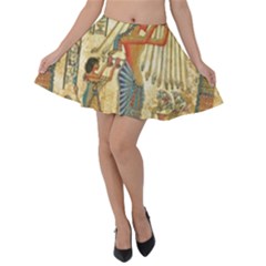 Egyptian Man Sun God Ra Amun Velvet Skater Skirt by Celenk