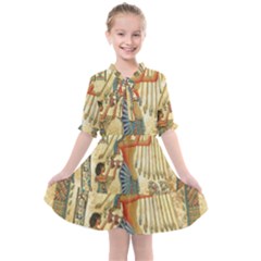 Egyptian Man Sun God Ra Amun Kids  All Frills Chiffon Dress by Celenk