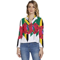 Heart Love Flag Antilles Island Women s Long Sleeve Revers Collar Cropped Jacket by Celenk