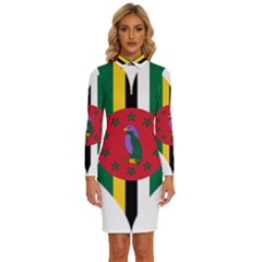 Heart Love Flag Antilles Island Long Sleeve Shirt Collar Bodycon Dress