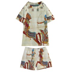 Egyptian Tutunkhamun Pharaoh Design Kids  Swim Tee And Shorts Set by Celenk