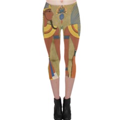 Egyptian Tutunkhamun Pharaoh Design Capri Leggings  by Celenk