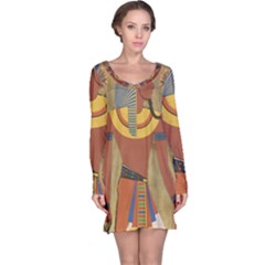 Egyptian Tutunkhamun Pharaoh Design Long Sleeve Nightdress by Celenk