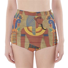Egyptian Tutunkhamun Pharaoh Design High-waisted Bikini Bottoms by Celenk