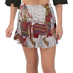 Egyptian Tutunkhamun Pharaoh Design Fishtail Mini Chiffon Skirt