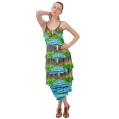 River Forest Landscape Nature Layered Bottom Dress by Celenk