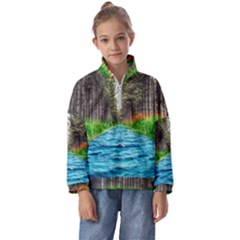 River Forest Landscape Nature Kids  Half Zip Hoodie by Celenk