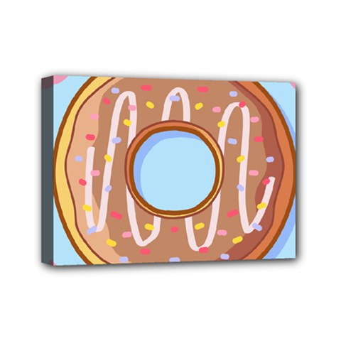 Dessert Food Donut Sweet Decor Chocolate Bread Mini Canvas 7  X 5  (stretched) by Uceng