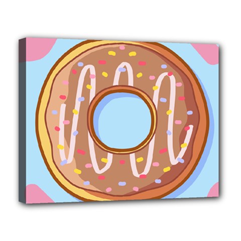 Dessert Food Donut Sweet Decor Chocolate Bread Canvas 14  X 11  (stretched) by Uceng