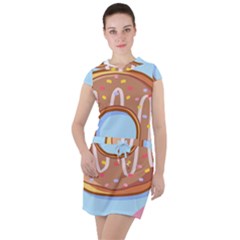 Dessert Food Donut Sweet Decor Chocolate Bread Drawstring Hooded Dress by Uceng