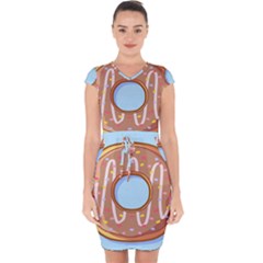 Dessert Food Donut Sweet Decor Chocolate Bread Capsleeve Drawstring Dress  by Uceng