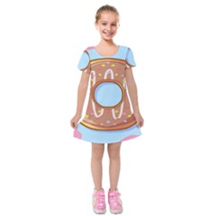 Dessert Food Donut Sweet Decor Chocolate Bread Kids  Short Sleeve Velvet Dress by Uceng