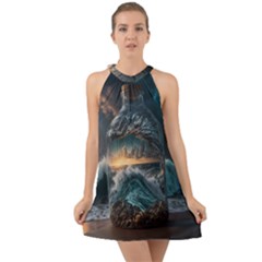 Fantasy People Mysticism Composing Fairytale Art 2 Halter Tie Back Chiffon Dress