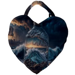 Fantasy People Mysticism Composing Fairytale Art 2 Giant Heart Shaped Tote by Uceng