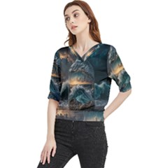 Fantasy People Mysticism Composing Fairytale Art 2 Quarter Sleeve Blouse