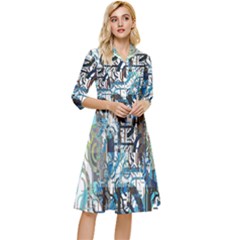 Abstract Acrylic Color Texture Watercolor Creative Classy Knee Length Dress by Uceng