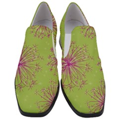 Dandelion Flower Background Nature Flora Drawing Women Slip On Heel Loafers by Uceng