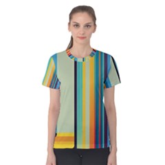 Colorful Rainbow Striped Pattern Stripes Background Women s Cotton Tee