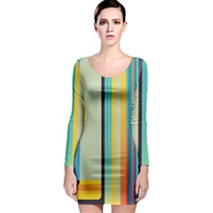 Colorful Rainbow Striped Pattern Stripes Background Long Sleeve Bodycon Dress by Uceng