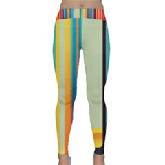 Colorful Rainbow Striped Pattern Stripes Background Classic Yoga Leggings