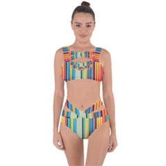 Colorful Rainbow Striped Pattern Stripes Background Bandaged Up Bikini Set 