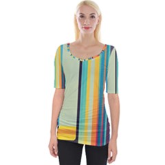 Colorful Rainbow Striped Pattern Stripes Background Wide Neckline Tee