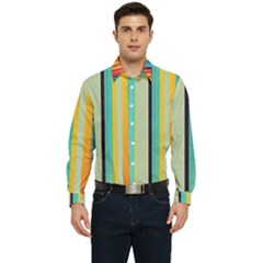 Colorful Rainbow Striped Pattern Stripes Background Men s Long Sleeve  Shirt