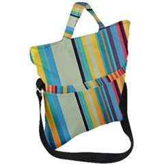 Colorful Rainbow Striped Pattern Stripes Background Fold Over Handle Tote Bag