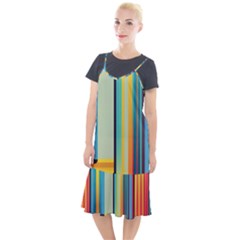 Colorful Rainbow Striped Pattern Stripes Background Camis Fishtail Dress