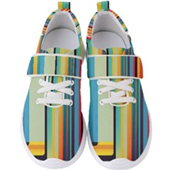 Colorful Rainbow Striped Pattern Stripes Background Men s Velcro Strap Shoes